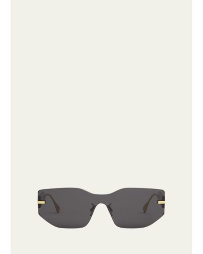 Fendi Oversized Logo Metal Shield Sunglasses - Multicolor
