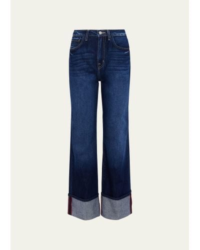 L'Agence Miley Ultra High Rise Wide-leg Cuffed Jeans - Blue