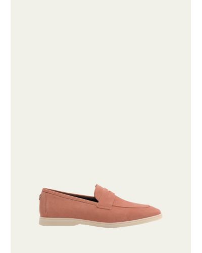 Bougeotte Suede Casual Penny Loafers - Pink
