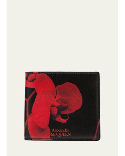 Alexander McQueen Orchid-print Leather Billfold - Red