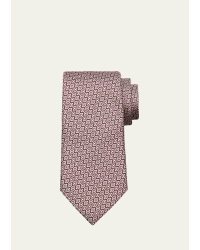 Zegna Geometric Silk Jacquard Tie - Pink