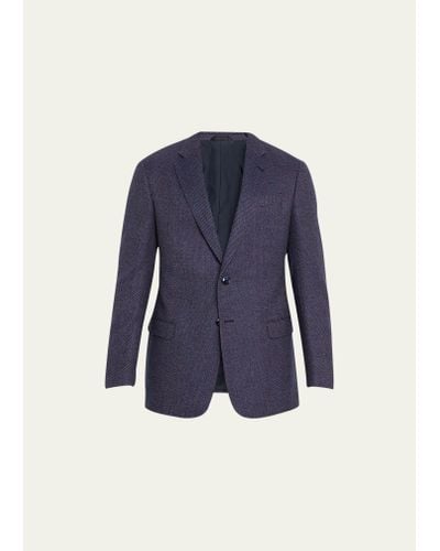 Giorgio Armani Textured Wool-cashmere Sport Coat - Blue