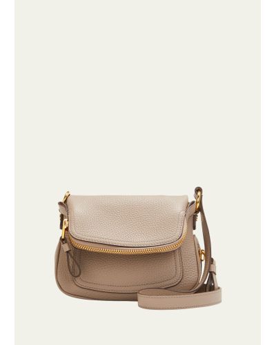 Tom Ford Jennifer Mini Crossbody In Grained Leather - Natural