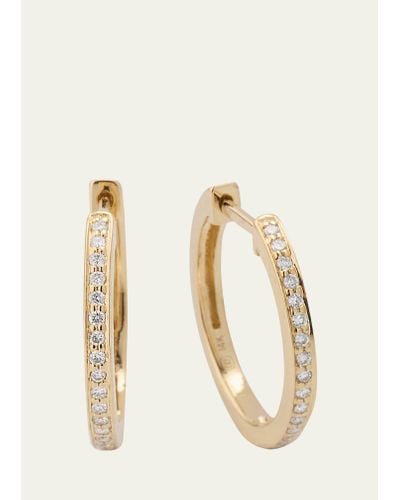 Sydney Evan 14k Yellow Gold 12mm Pave Huggie Earrings With Diamonds - Natural