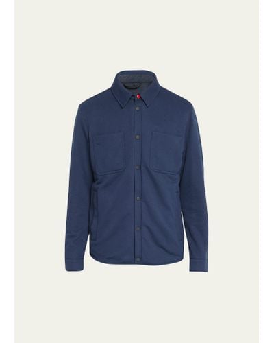 Kiton Navy Jersey Shirt Jacket With Windmate Interior - Blue