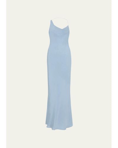 St. Agni Asymmetric Draped Maxi Dress - Blue
