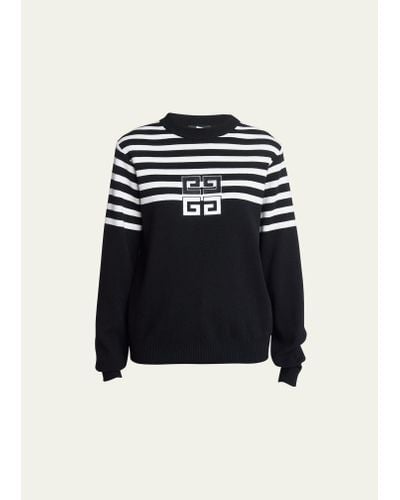 Givenchy Cropped Wool Sweater With Logo Embroidery - Black