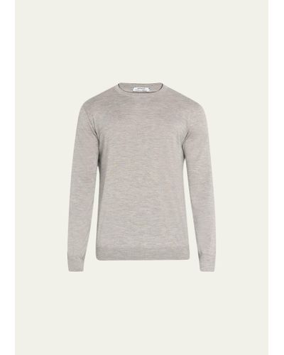 Cesare Attolini Cashmere-silk Tipped Crewneck Sweater - White