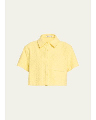 Jonathan Simkhai Ireland Short-sleeve Cropped Camp Shirt - Yellow