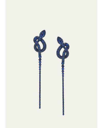 Stefere White Gold Blue Sapphire Earrings From The Snake Collection