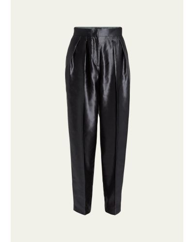 Giorgio Armani Pleated Linen Silk Pants - Black