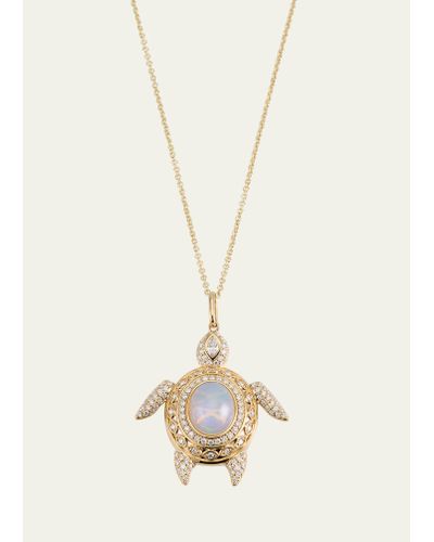 Sydney Evan Marquise Eye Diamond Pave Turtle Charm Chain Necklace - Natural