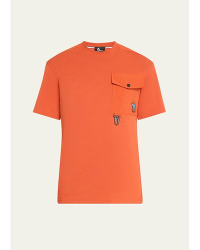 3 MONCLER GRENOBLE Jersey T-shirt With Utility Pocket - Orange