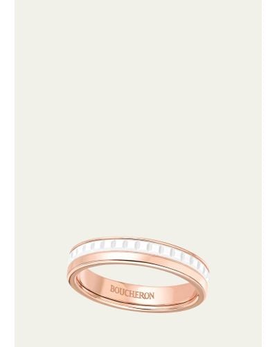Boucheron Quatre Wedding Band In Pink Gold With White Ceramic - Natural