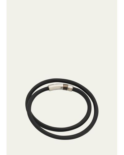 Tateossian Double-wrap Rubber Bracelet - Black