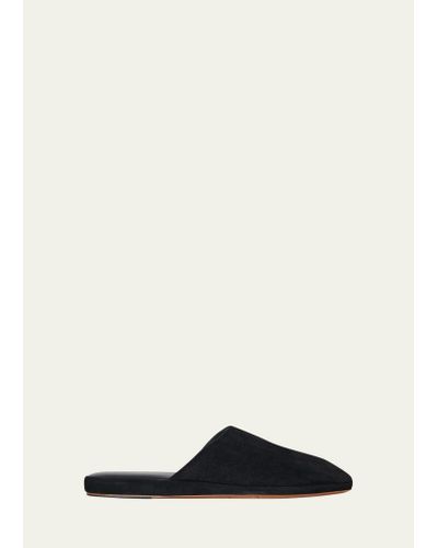 The Row Franco Suede Slipper Mules - Black