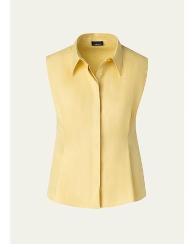 Akris Button-front Linen Blouse - Yellow