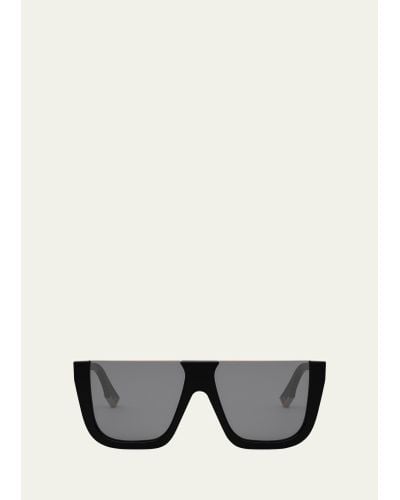 Fendi Flat-top Logo Acetate Square Sunglasses - Gray