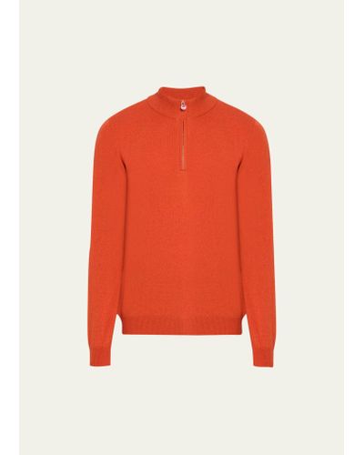 Kiton Cashmere Half-zip Sweater - Orange