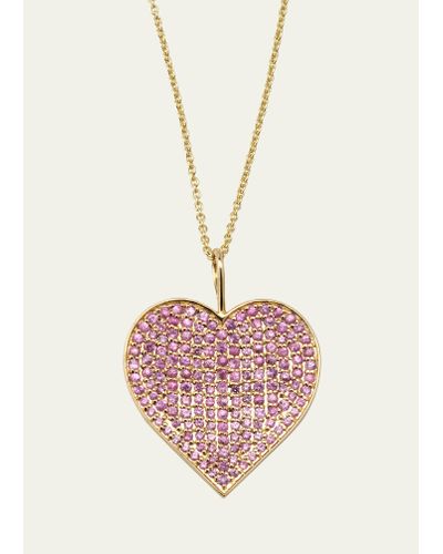Sydney Evan 14k Yellow Gold 20th Pink Sapphire Heart Charm Tiffany Chain Necklace