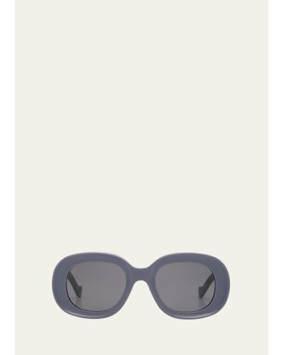 Loewe Anagram Round Acetate Sunglasses - Gray