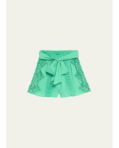Ramy Brook Emely Embroidered Shorts - Green