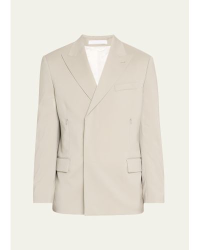 Helmut Lang Boxy Two-piece Double-breasted Blazer Suit - Natural