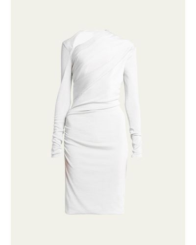 Giorgio Armani Metallic Ruched Jersey Mini Dress - White