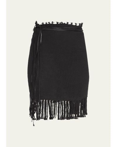Caravana Lolmakal Canvas Fringe Mini Skirt - Black