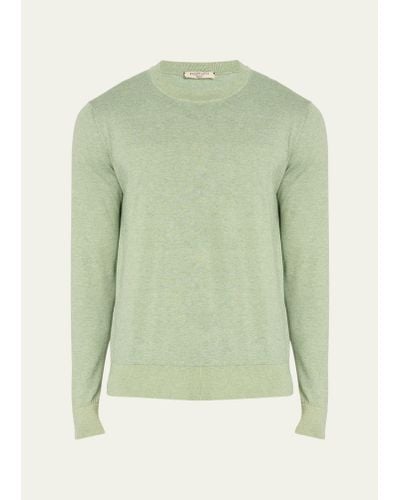 FIORONI CASHMERE Cashmere Cotton Crewneck Sweater - Green