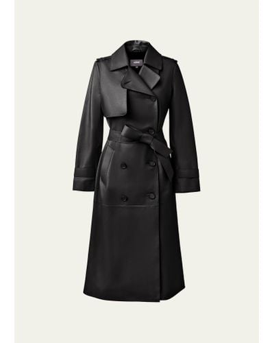 Mackage Gael Belted Leather Trench Coat - Black