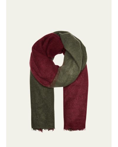 Denis Colomb Fuzzy Feture Two-tone Cashmere Scarf - Red