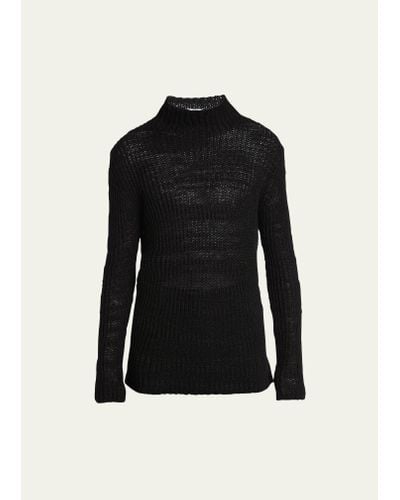 Dries Van Noten Linen Loose Knit Sweater - Black