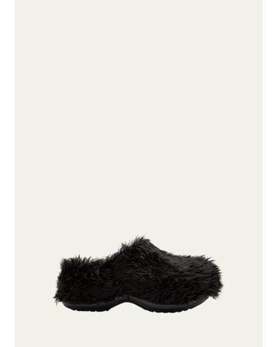 Balenciaga X Crocs Faux Fur Mules - Black