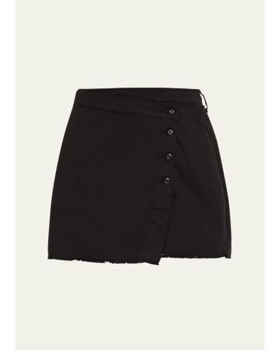 Bliss and Mischief Everly Cotton Canvas Mini Wrap Skirt - Black