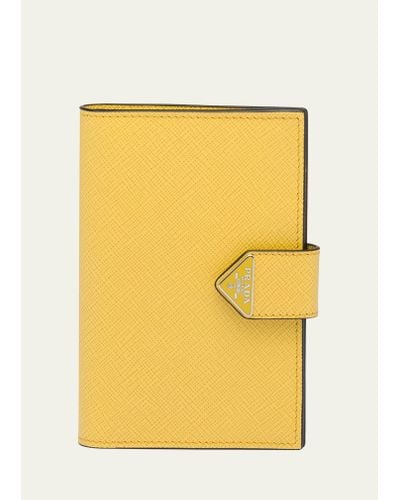 Prada Saffiano Leather Snap Passport Holder - Yellow