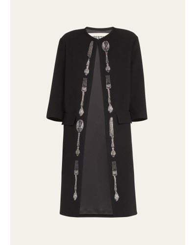 Libertine Michelin Star Duster Coat With Crystal Details - Black