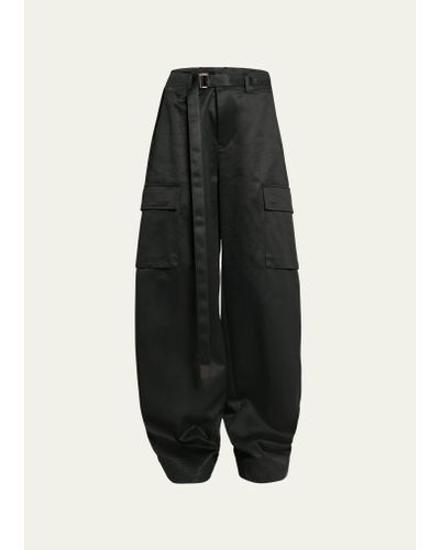 Sacai Belted Wide-leg Cargo Pants - Black
