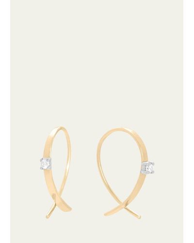 Lana Jewelry Solo Mini Flat Upside Down Hoops With Diamonds - Natural