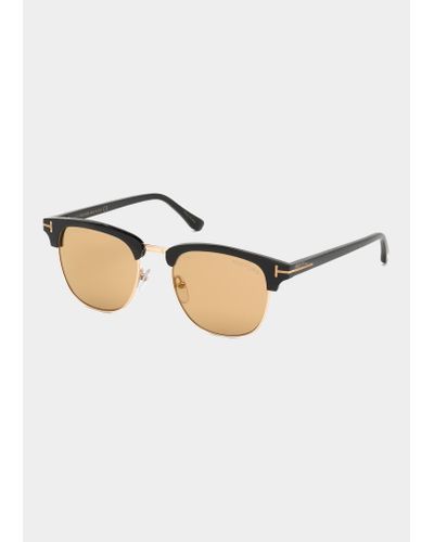 Tom Ford Tom N.17 Half-rim Horn Sunglasses With Photochromic Flash Lenses - White