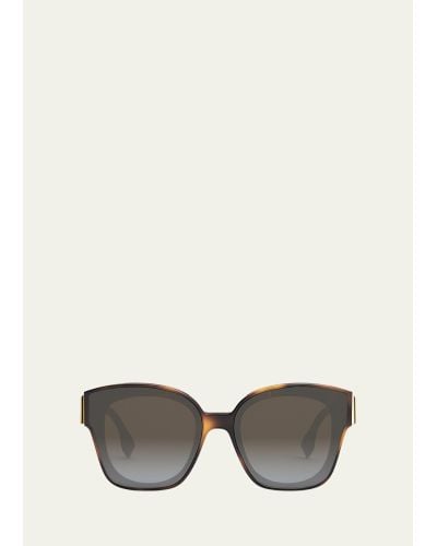 Fendi Oversized F Logo Acetate Cat-eye Sunglasses - Natural