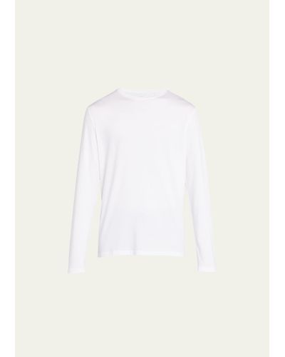 Derek Rose Stretch Long Sleeve Crewneck T-shirt - White