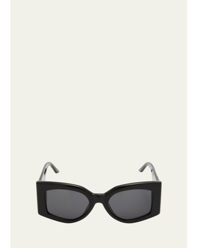 Casablanca Logo Acetate & Nylon Butterfly Sunglasses - Natural