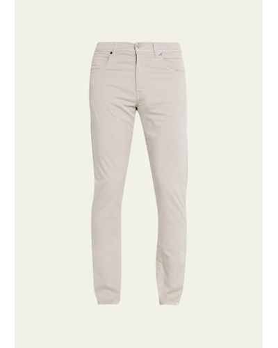 Cesare Attolini Cotton-stretch Slim 5-pocket Pants - Natural