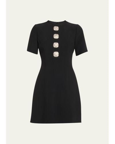 Andrew Gn Crystal Button Mini Dress - Black