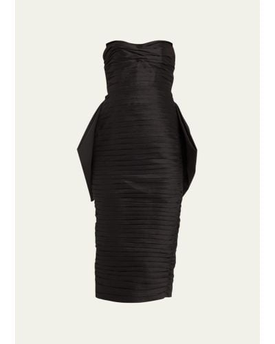 Rachel Gilbert Marji Strapless Folded Midi Dress With Removable Bow - Black