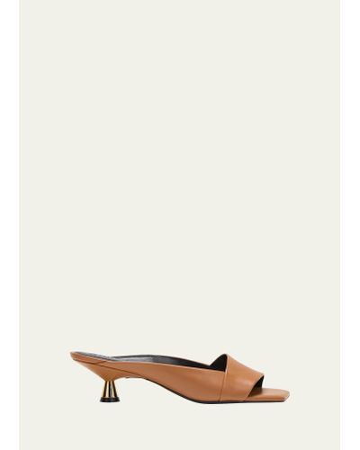 MERCEDES CASTILLO Phoebe Leather Kitten-heel Slide Sandals - Natural