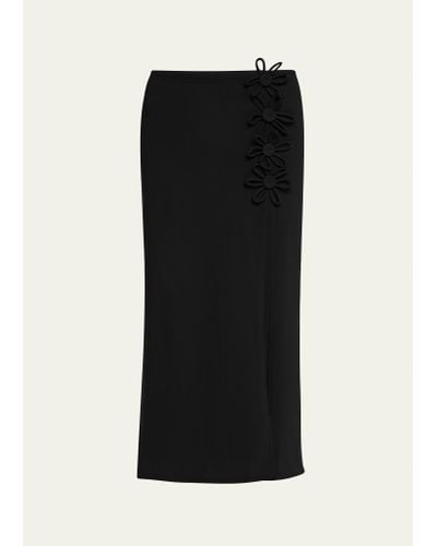 Karla Colletto Hana Floral Slit Midi Skirt - Black