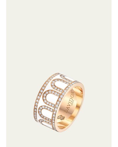 Davidor L'arc De Ring Gm In 18k Rose Gold With Neige Lacquered Ceramic And Palais Diamonds - Natural