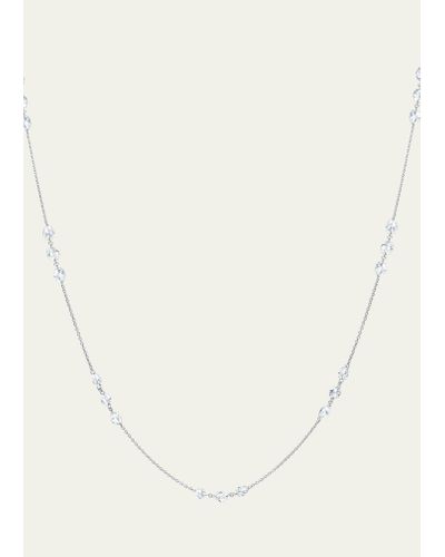 64 Facets 18k White Gold Diamond Station Necklace - Natural